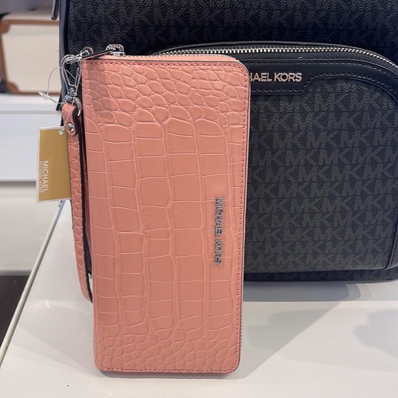 Michael Kors Large Jet Set Travel Continental Wristlet Phone Holder Case Wallet - Picture 11 of 16